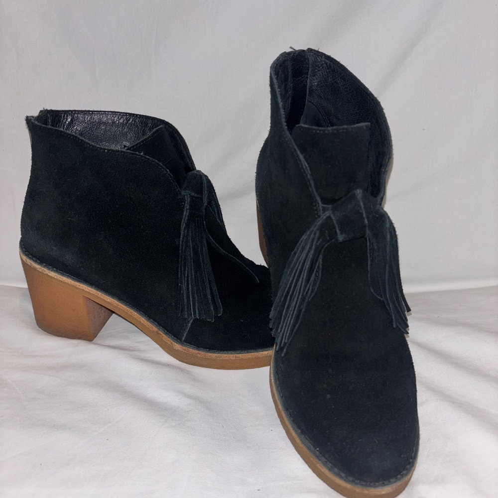 UGG Corin Black Suede Ankle Boots with Tassels